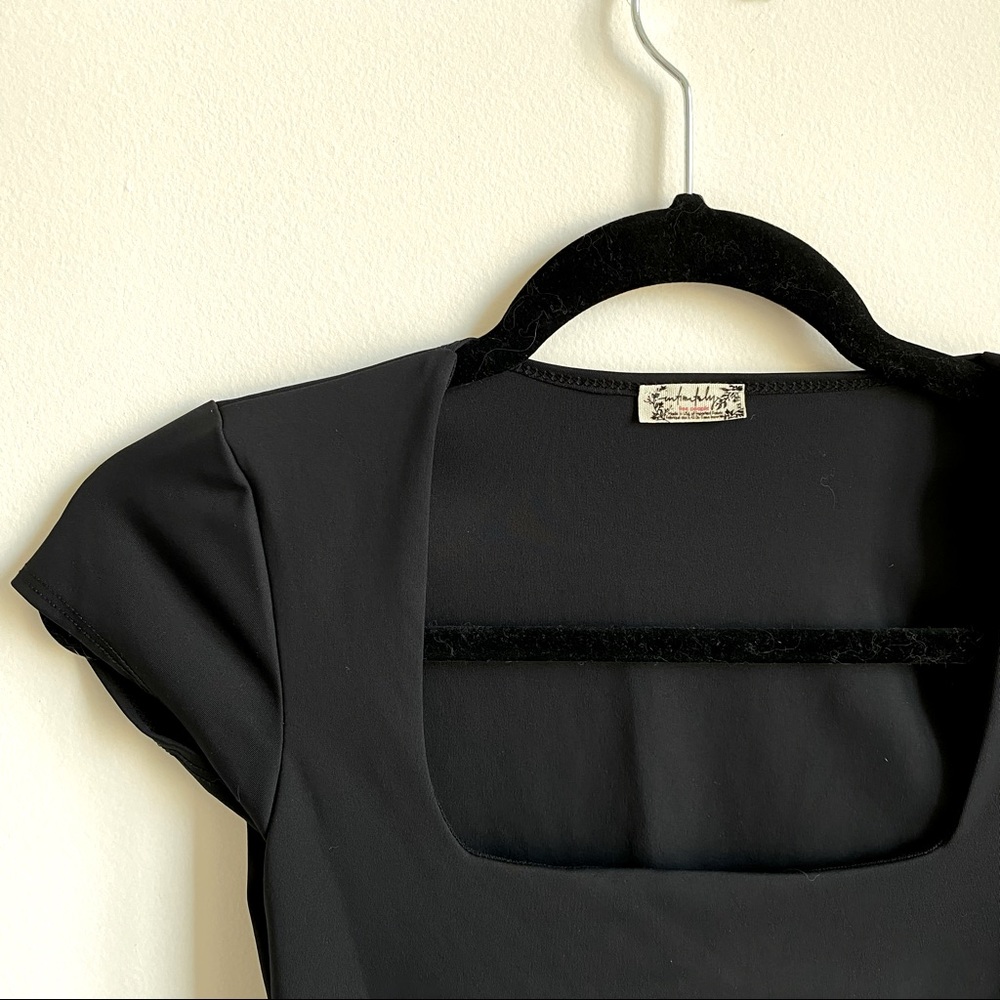 Free People Black Square Neck Bodysuit